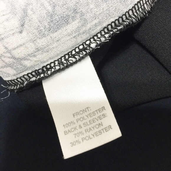 Trouve Black Abstract Long Sleeve Blouse M - Picture 7 of 8